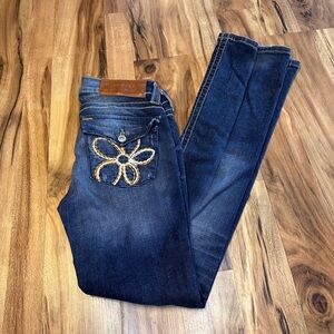 Dang Chicks Daisy Bootcut Jeans Size 27 Western Floral Embroidered Pockets